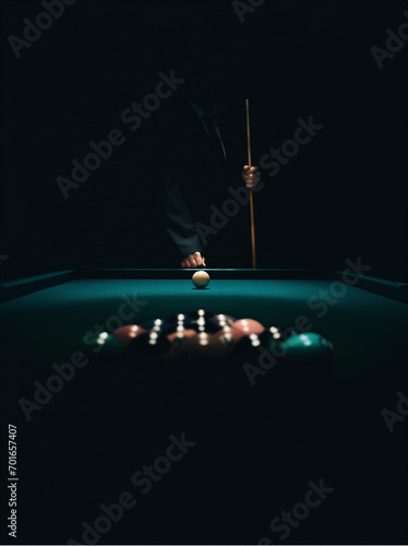 Mysterious Man at Pool Billiard Table Dark Mood