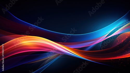 Abstract multicolored dynamic wave and lines motion design on dark background. Generate AI image
