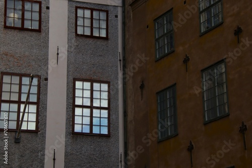 close up picture of old houses in Sweden