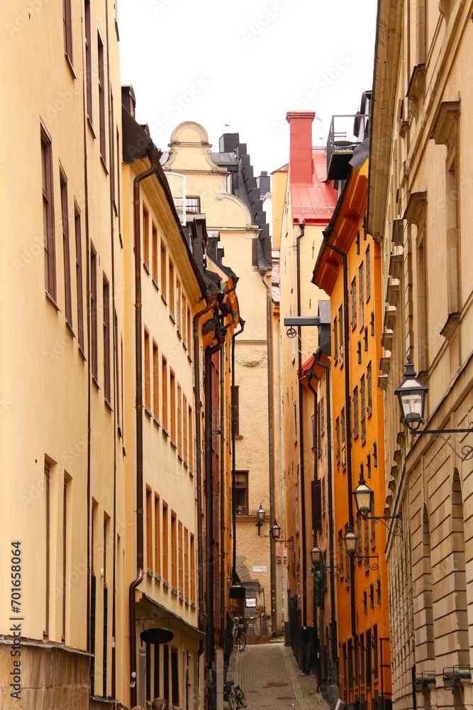 beautiful alley in the Swedish city Stockholm