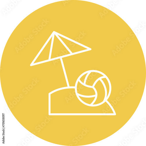 Beach Volleyball Line Icon