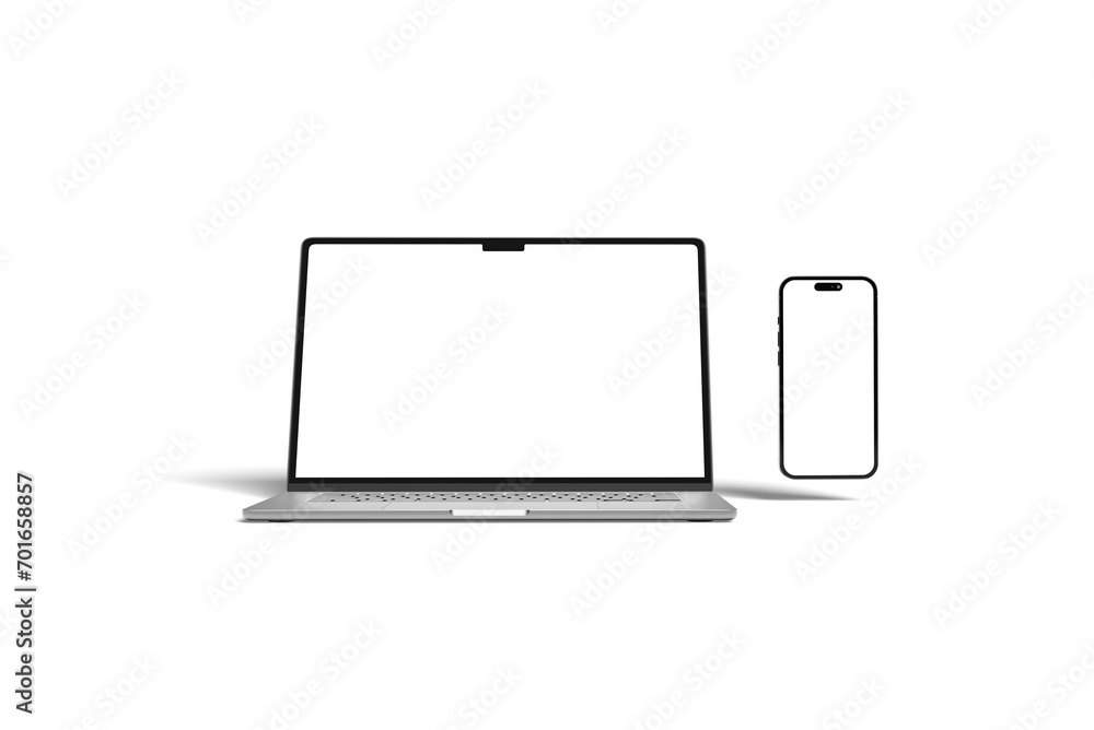 New Model Laptop, mobile phone with blank screen. New Model Laptop, mobile phone with blank screen.