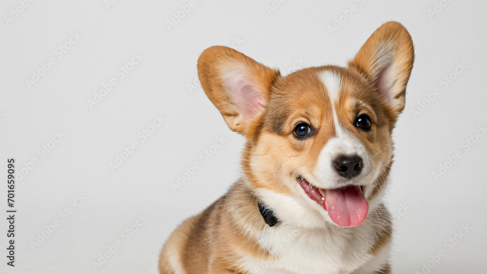 Welsh Corgi Pembroke puppy on white background