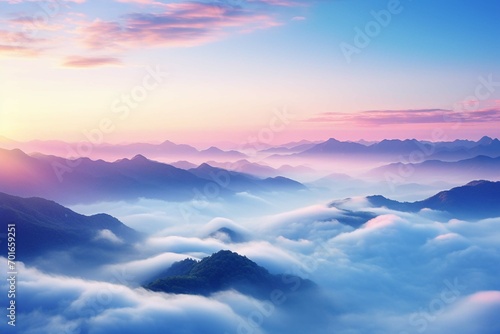  First light in sunrise morning rolling sea of clouds in the mountain, beautifull sky background © sania