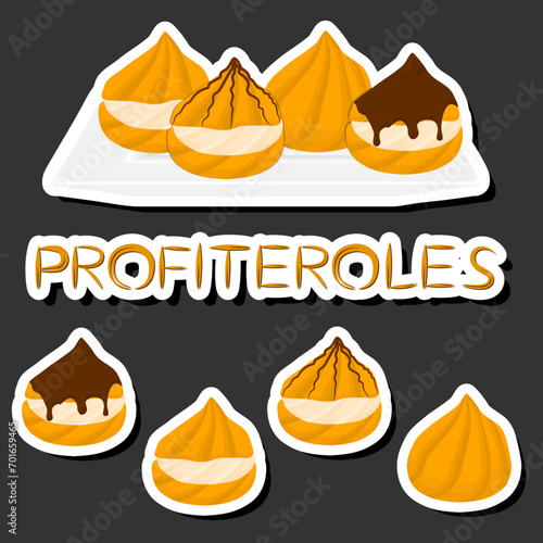 Illustration on theme fresh sweet tasty profiteroles of consisting various ingredients