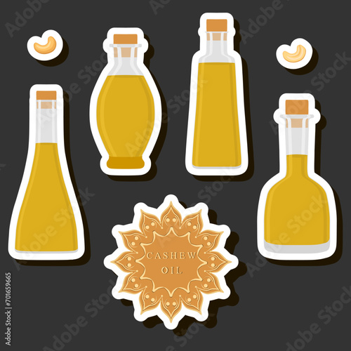 Illustration on theme big set different types liquid oil, bottle various size
