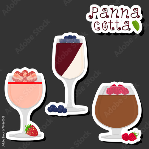 Illustration on theme fresh fruit tasty jelly panna cotta of various ingredients
