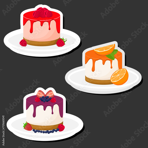 Illustration on theme fresh sweet tasty cheesecake of consisting various ingredients