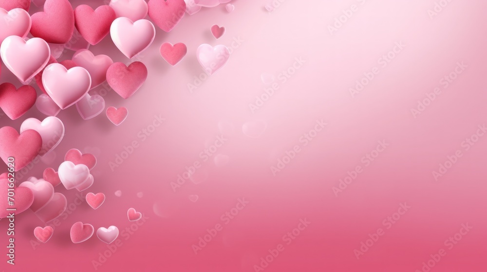 Romantic valentine's day background with 3d heart shape on pink pastel color. Generate AI