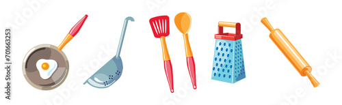 Cooking Tool and Kitchenware for Culinary Use Vector Set