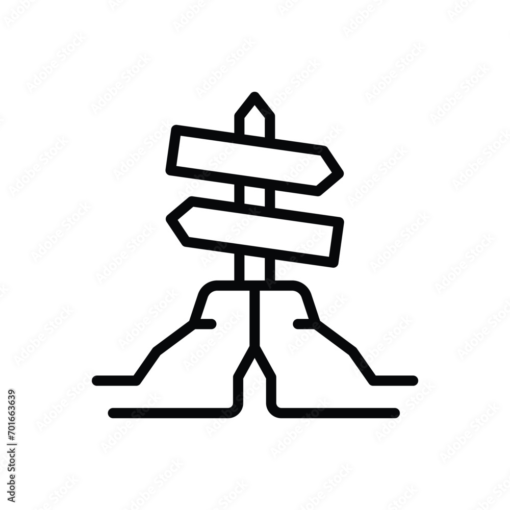Black line icon for direction board Black line icon for direction board