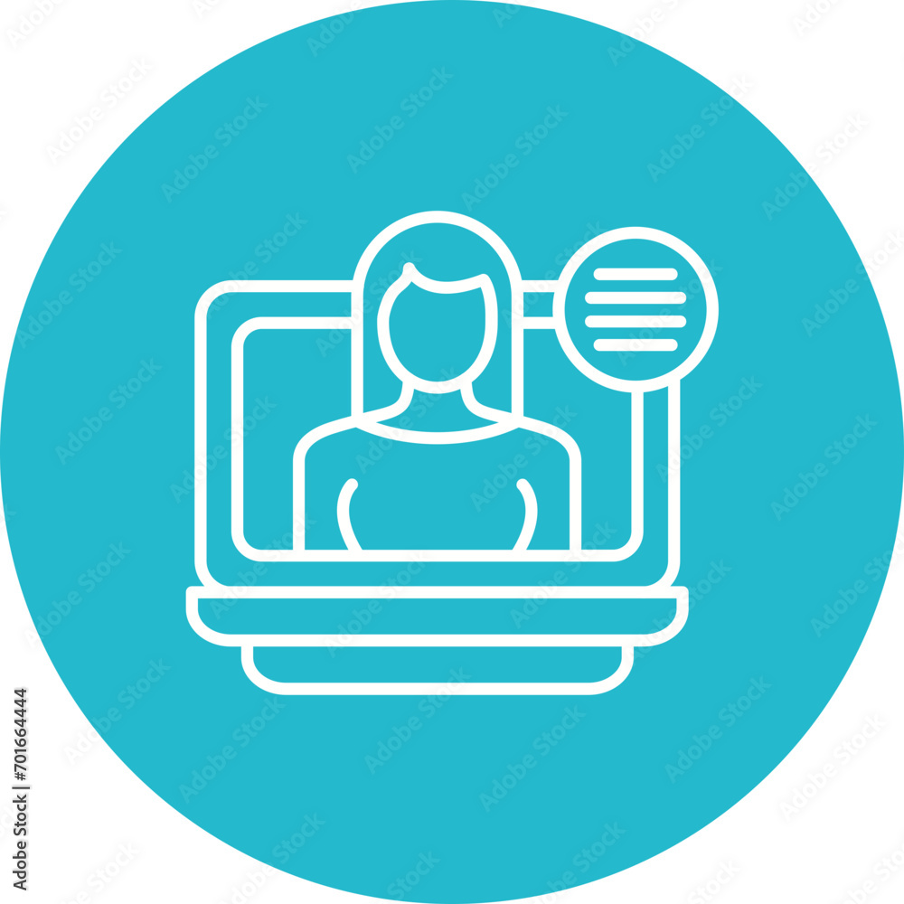 Female Blogger Line Icon Female Blogger Line Icon