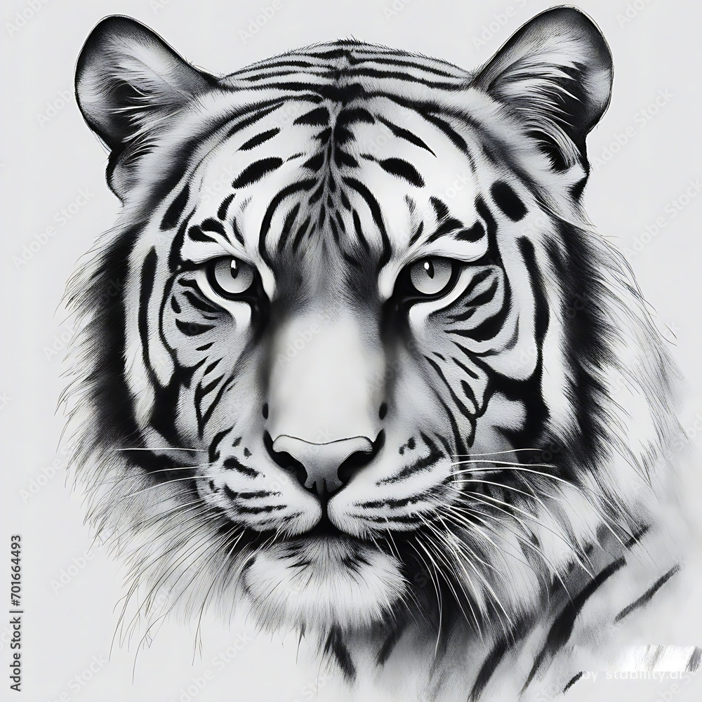 Fototapeta premium Sketch drawing of a tiger 