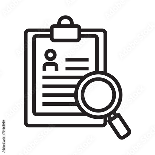 Resume and magnifying glass line icon