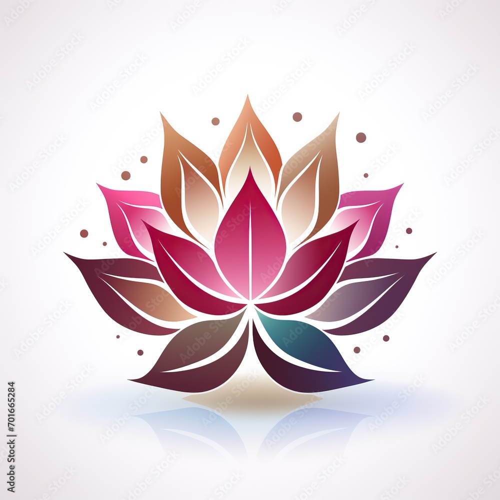 logo emblem symbol with colored red lotus flower on white background