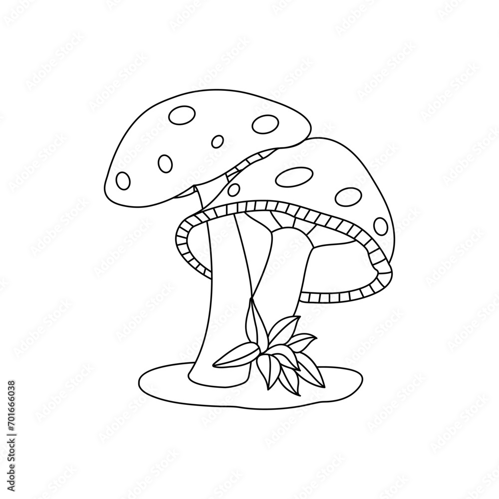 Continuous single-line art of mushroom. Cute mushroom one-line drawing vector and illustration Continuous single-line art of mushroom. Cute mushroom one-line drawing vector and illustration