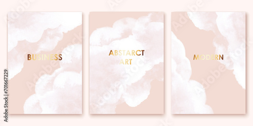 Elegant marble, stone texture set. Watercolor, ink vector background collection with white, grey, beige clouds. Soft pastel, pale design.