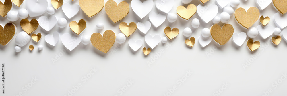 Paper cut hearts background, love and romantic wallpaper for Valentin's day, wedding celebration - obrazy, fototapety, plakaty 