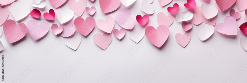 Paper cut pink and white hearts background, love and romantic wallpaper for Valentin's day, wedding celebration Paper cut pink and white hearts background, love and romantic wallpaper for Valentin's day, wedding celebration