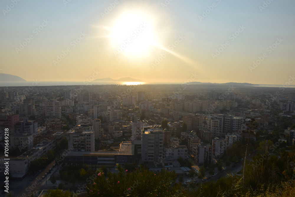 Valona panorama at sunset Albainia