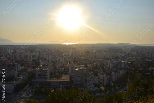 Valona panorama at sunset Albainia photo