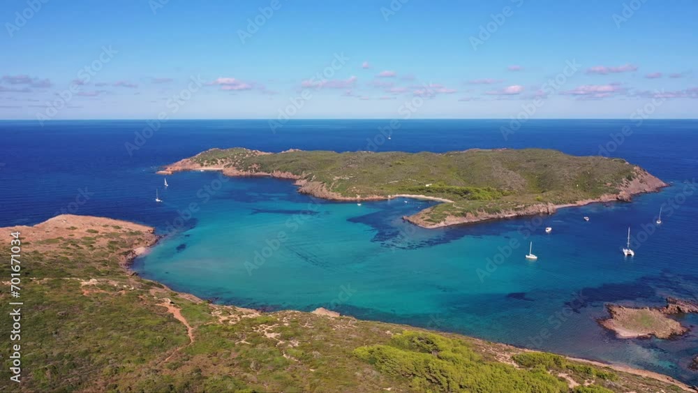 Discover stunning Baix Des Pas from an aerial view in Menorca, Spain Discover stunning Baix Des Pas from an aerial view in Menorca, Spain