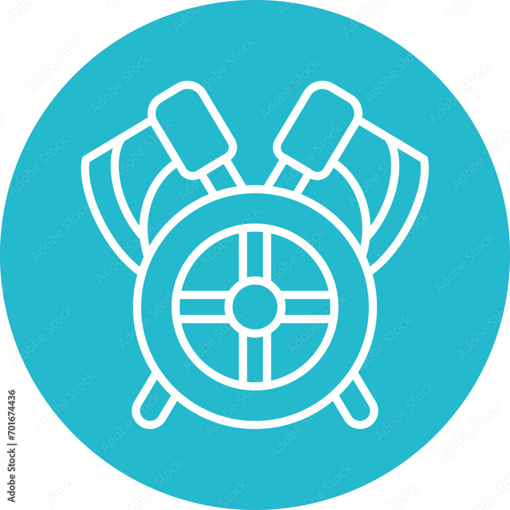 Two Axes And Shield Line Icon Two Axes And Shield Line Icon