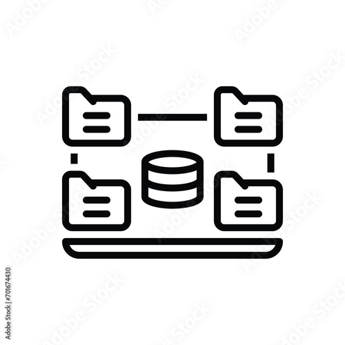 Black line icon for data 