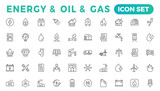 Energy and Oil and gas - thin line web icon set. Outline icons collection