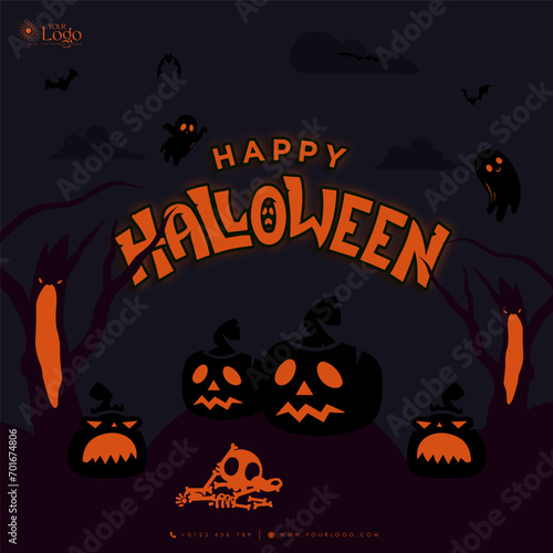 Vector Happy Halloween greeting post background design.