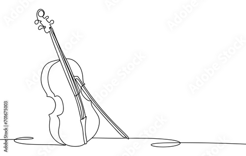 Violin. Musical instrument. One line.