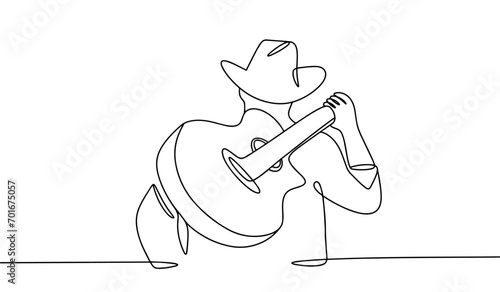 Guitar player. Man. One line
