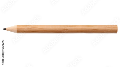 Pencil natural wood with white eraser isolated, transparent background, PNG, top view photo