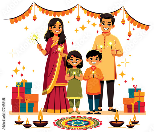 Indian Family Celebrating Diwali