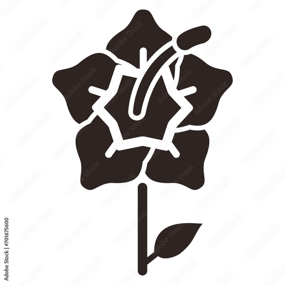 Fototapeta premium Hibiscus Flower - Black Fill