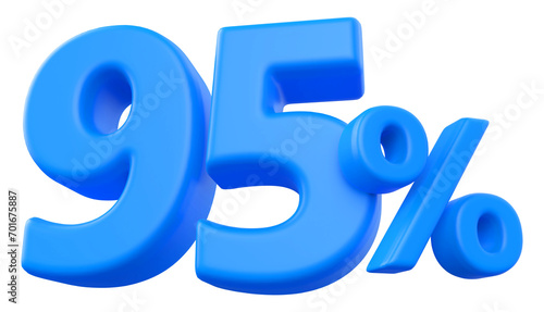 95 percentage discount number blue 3d render