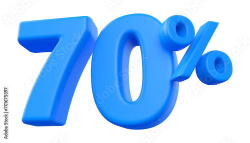70 percentage discount number blue 3d render
