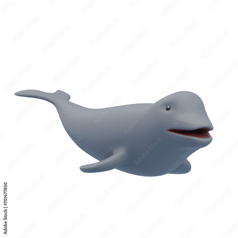 Naklejka premium Arctic Aria: Beluga Whales through Stunning 3D Illustration. 3d illustration, 3d element, 3d rendering. 3d visualization isolated on a transparent background