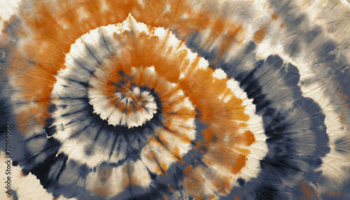 Spiral Tie Dye. Shibori Circle Texture. Orange Swirl Background. Spiral Art Pattern. Circle Shibori Peace. Indigo Dyed Print. Brush Indigo Texture. Shibori Dirty Hippie. Spiral Old Background