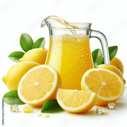 Cool freshly made lemonade / orange juice and fruits
