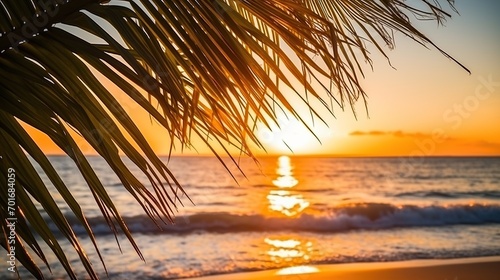 sunset on the beach.sunset landscape beach view with coconut trees 