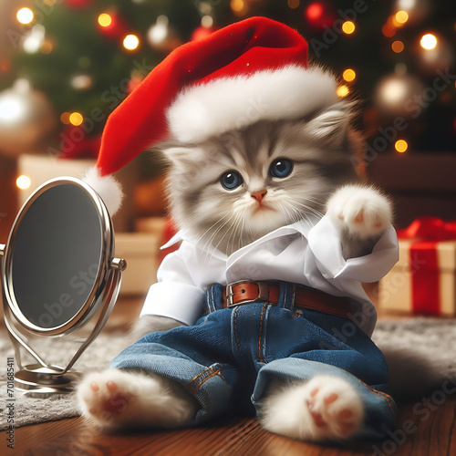 cat in santa hat