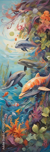 fish swimming in the pond