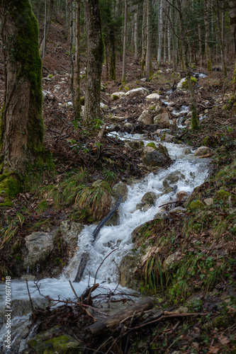 ruisseau dans la forêt du  jura vaudois, après la pluie abondante  © Pyc Assaut