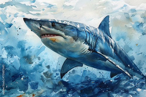 painting of a shark