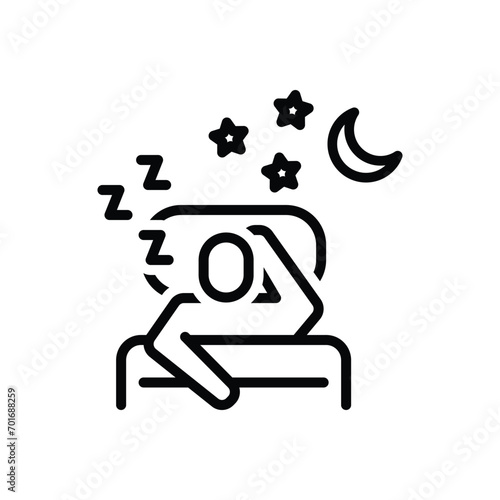 Black line icon for sleep