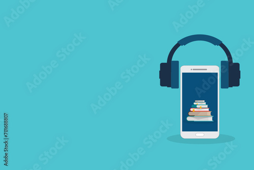 Audio book. Vector illustration of audio books concept.	