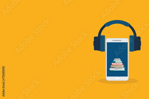 Audio book. Vector illustration of audio books concept.	