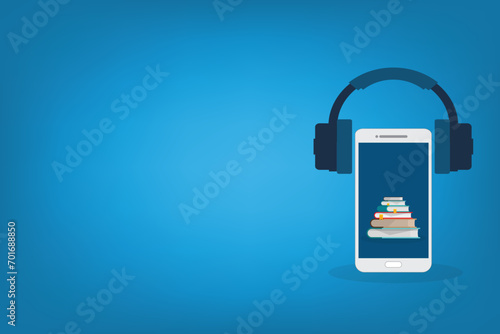 Audio book. Vector illustration of audio books concept.	