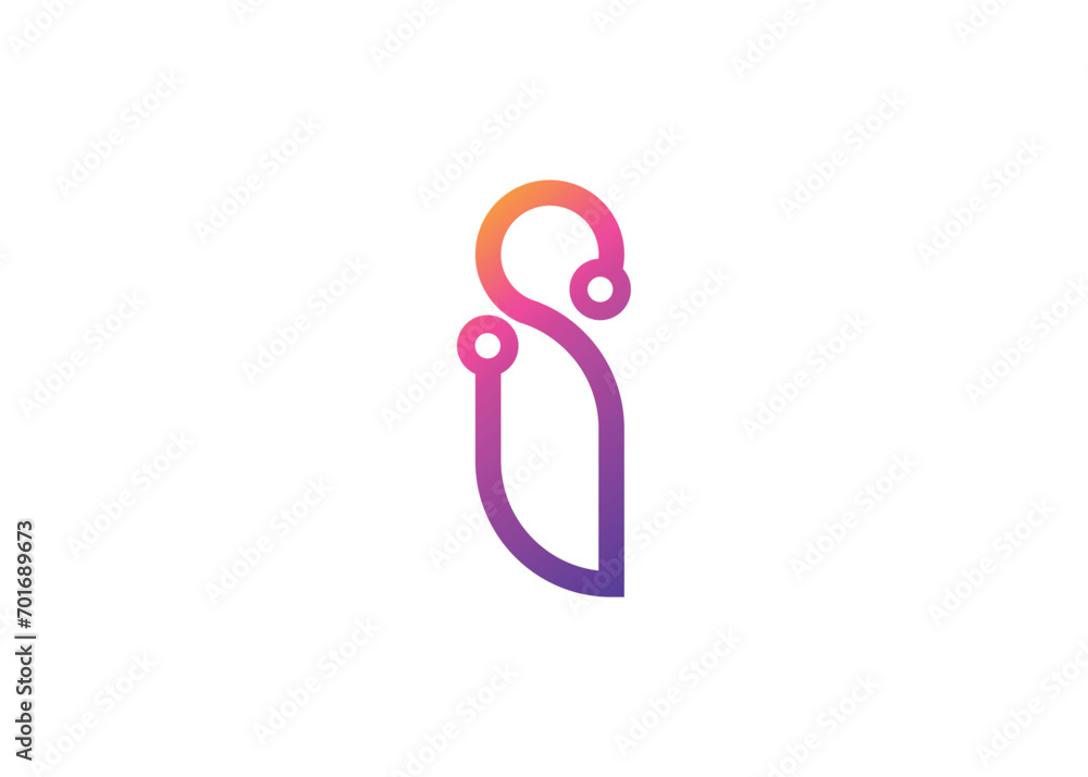 Fototapeta premium Letter i Technology vector monogram logo design template. Letter i molecule, Science and Bio technology Vector logo.